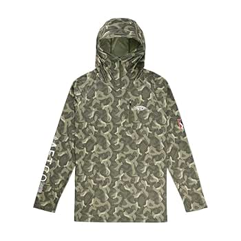 Aftco アフコ　ジェイソンクリスティ　シャツ　グレーM Jason Christie's Hooded LS Bass Fishing Performance Shirt