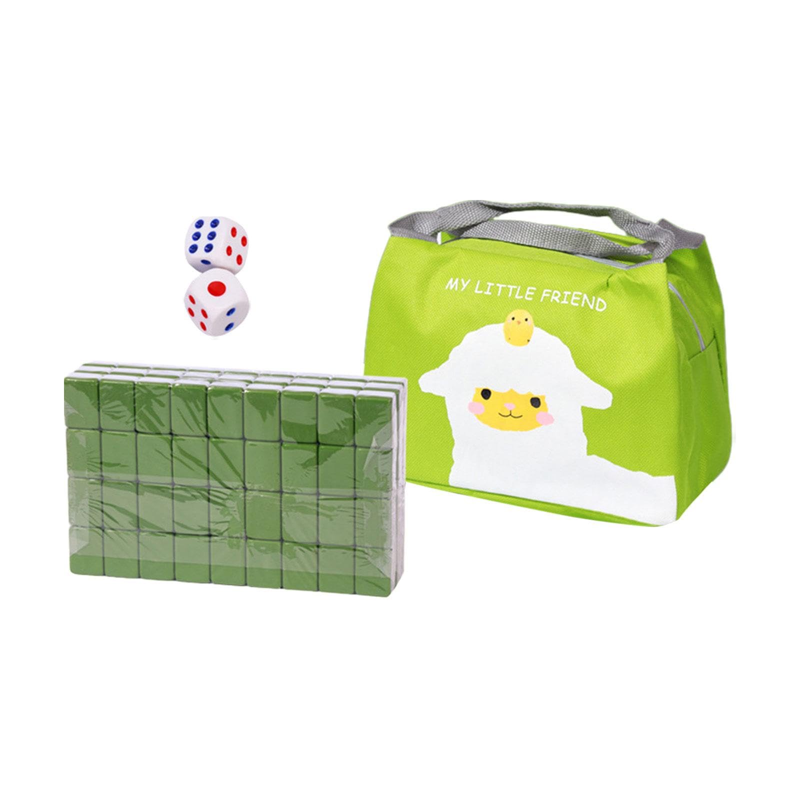 Mini Mahjong de, avec étui de Transport, 144 Tuiles (24 Mm), Jeu de Mahjong Classique pour Les Fêtes, Vert