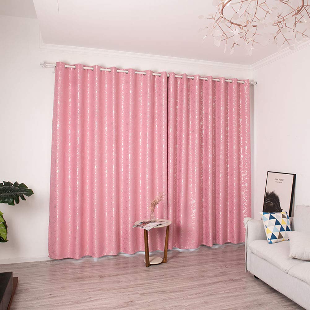 Boyouth Lily zasłony zaciemniające z nadrukiem na gorąco, zasłony okienne z oczkami do salonu, sypialni, różowe, 2 panele, 99 x 260 cm