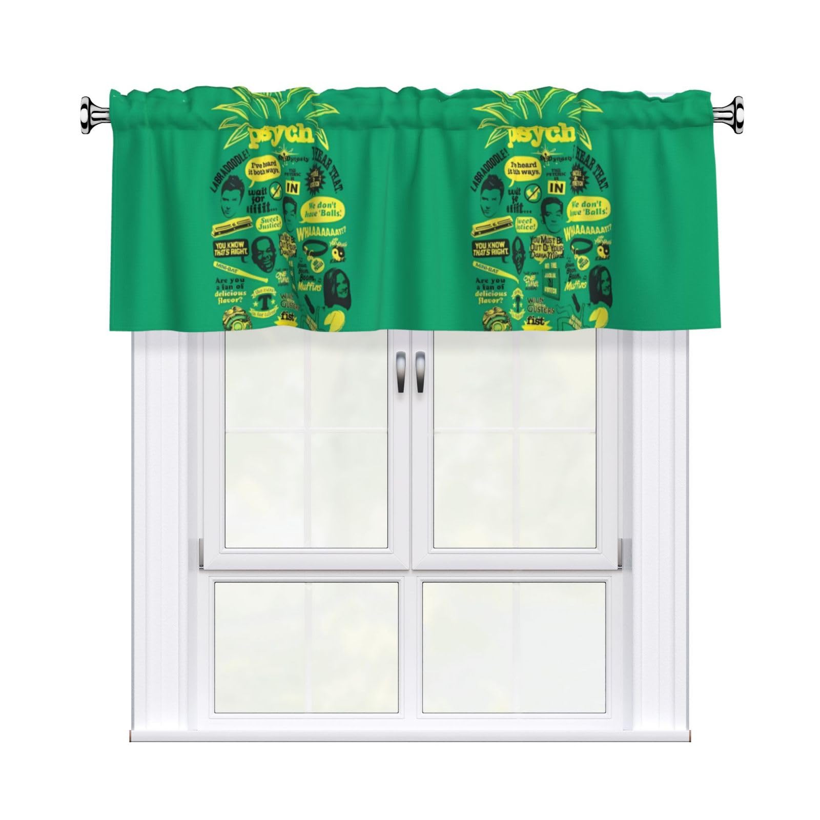 HJFCZH WHJSSF Psych pineapple quote Prints 54x18in Curtain Valance - Peach Skin Polyester Kitchen Cover with Light Filtering Floral & 3" Rod Pocket