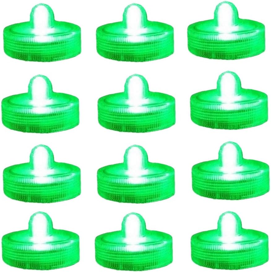 Halloween Pumpkin Lights Decoration,Flameless Led Candles,Diveable Tea Light, Party Decorative Lights, Pack of 12, Green