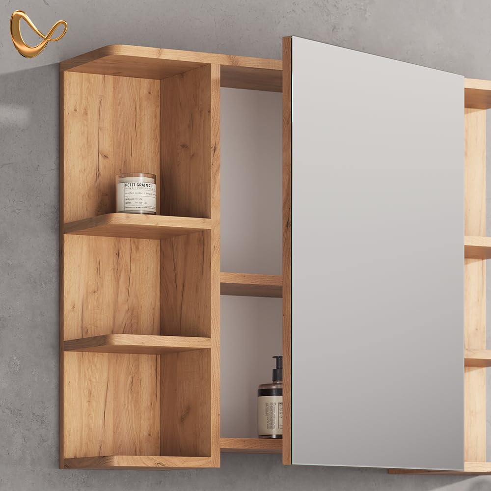 Livinity Specchio contenitore bagno Fucino, Rovere, 79.6 x 64 cm