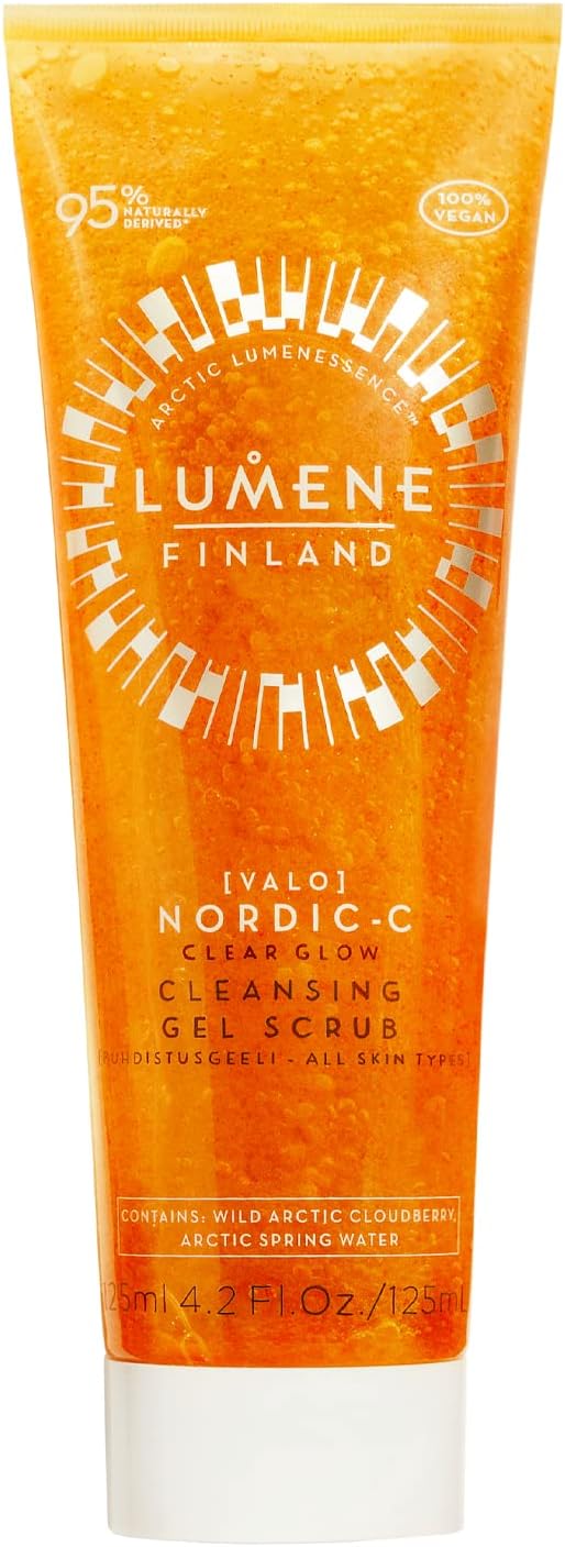 LUMENE Nordic-C [VALO] Glow Cleansing Gel Scrub for Gentle Exfoliation with Vitamin-C, Vegan 125 ml