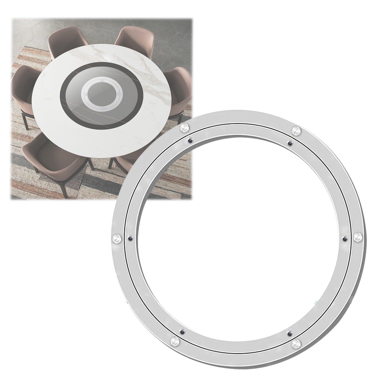 ApuaVireo&Co Aluminium Alloy Turntable Bearing， Turntable Rotary Bearing Lazy Susan Aluminum Alloy Silver Multiple Sizes(600 Mm)