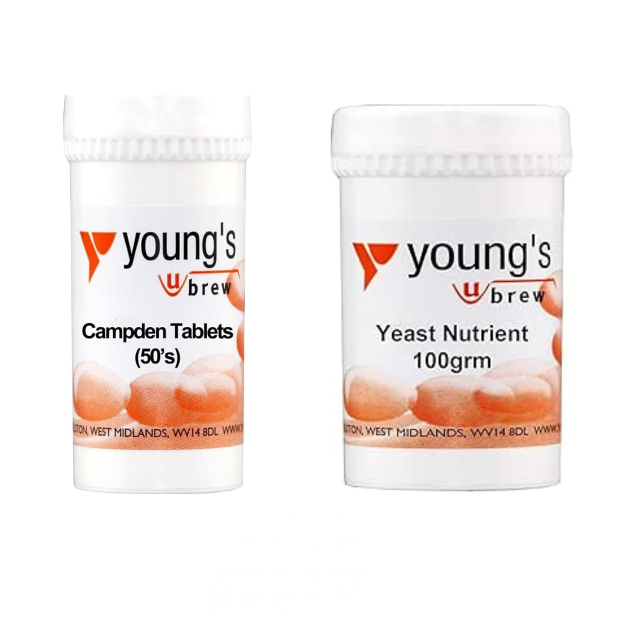 Young's Campden Tabletas y nutrientes de levadura, paquete de 2, 50 tabletas, 100 g para hacer vino y sidra casera