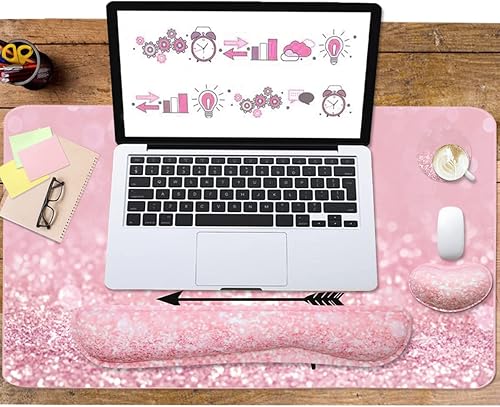 Miniatura 6 de Alfombrilla grande para mouse y reposamuñecas para teclado, almohadilla de escritorio para teclado y mouse, alfombrilla de mouse grande 4 en 1 con