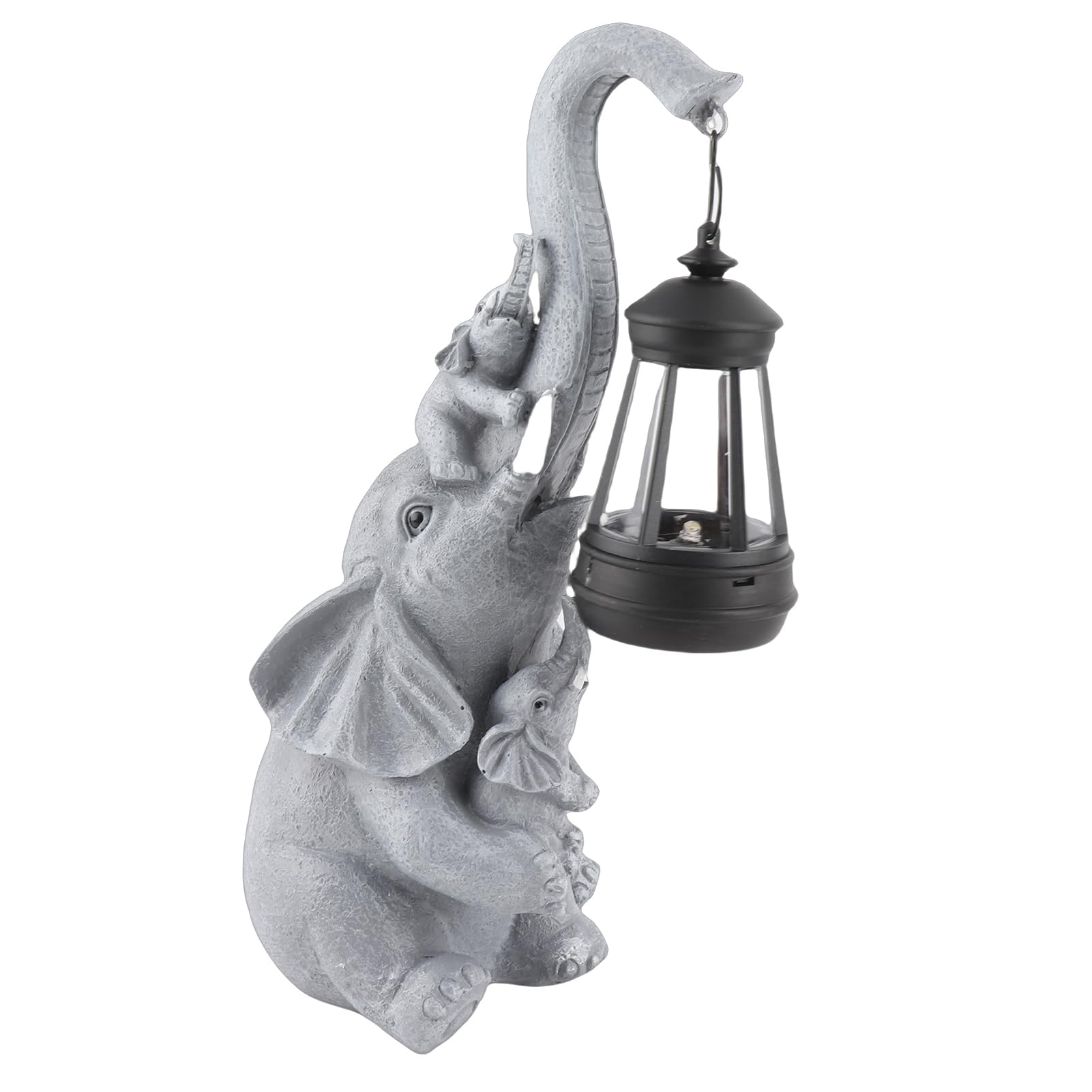 Statua del Giardino Solare Dell'elefante Bella Madre del Bambino Figurine Lanterna Scultura per la Decorazione Esterna Materiale in Resina