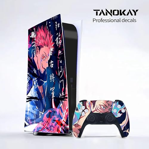 Miniatura 3 de TANOKAY Juego de funda para consola PS5 y controlador Anime Sukuna y Yuji Itadori Adhesivo de vinilo con acabado mate Compatible con Sony
