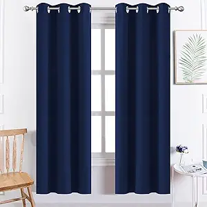 Yakamok Blackout Curtains Room Darkening Thermal Insulated with Grommet Window Curtain for Living Room, 38 x 72 inch, Navy Blue, 2 Panels