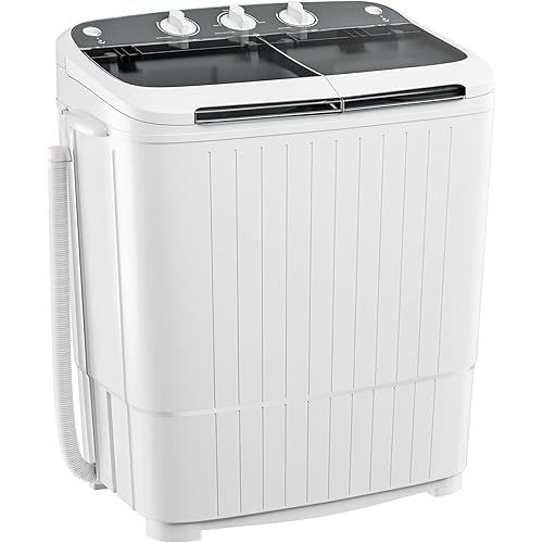 Superday Portable Washing Machine, 2 In 1 Small Washing Machine and Spin Dryer Combo, 17.6lbs Compact Mini Twin Tub Laundry Machine for Camping, Apartments, Dorms, College Rooms, RV, Delicates, Grey