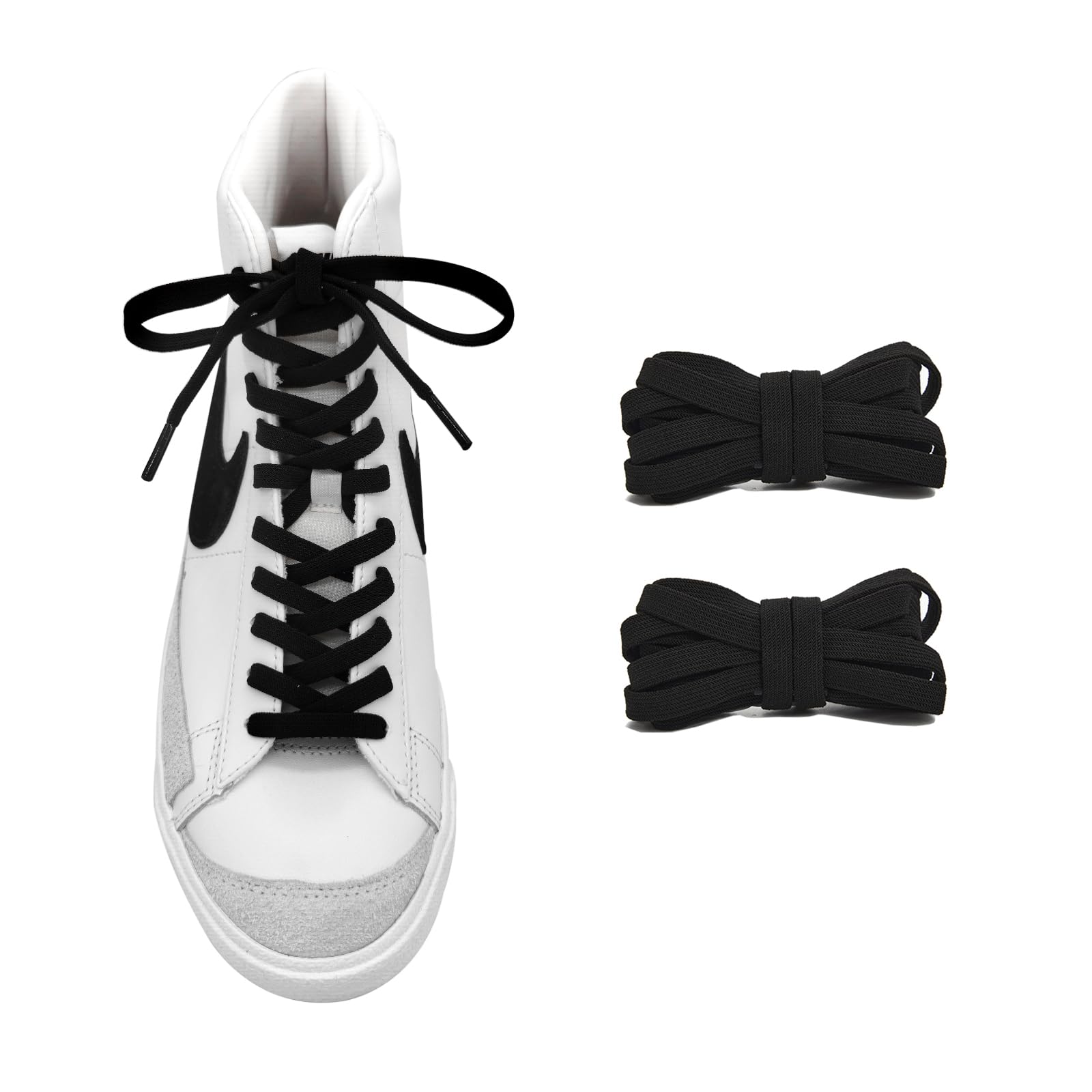 UamGlsob Flat Elastic Shoe Lace for Nike Blazer High/Low Top, 36"-72" Length Stretch Shoelaces 5/16" Strings Replacement Lace