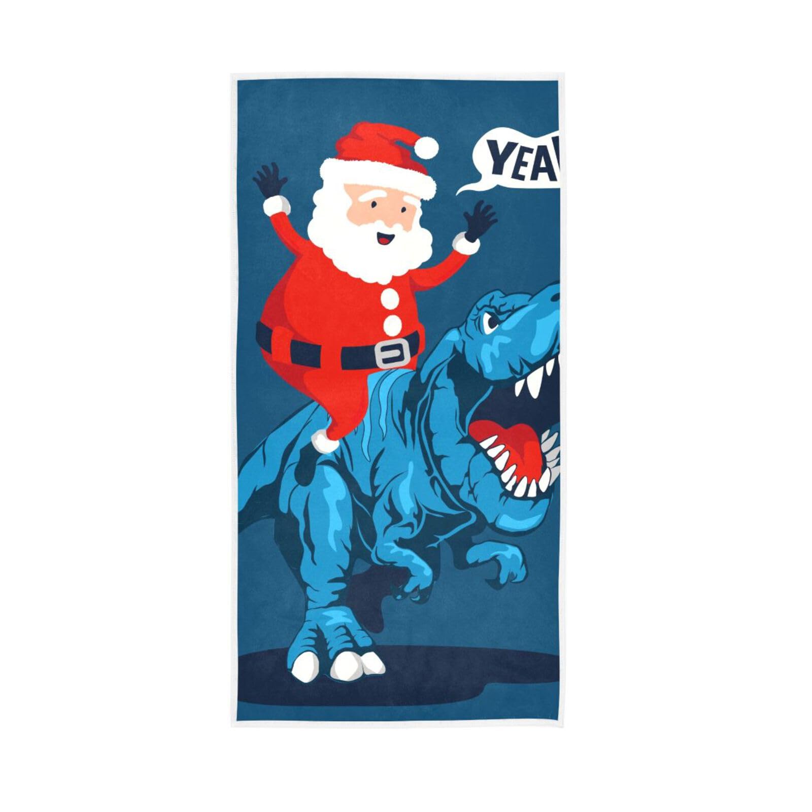 HUYGD Santa Claus Dinosaur Bathroom Hand Towel, 15 x 30 Inches Absorbent Hand Towel, Spa Towel Home Spa Towels