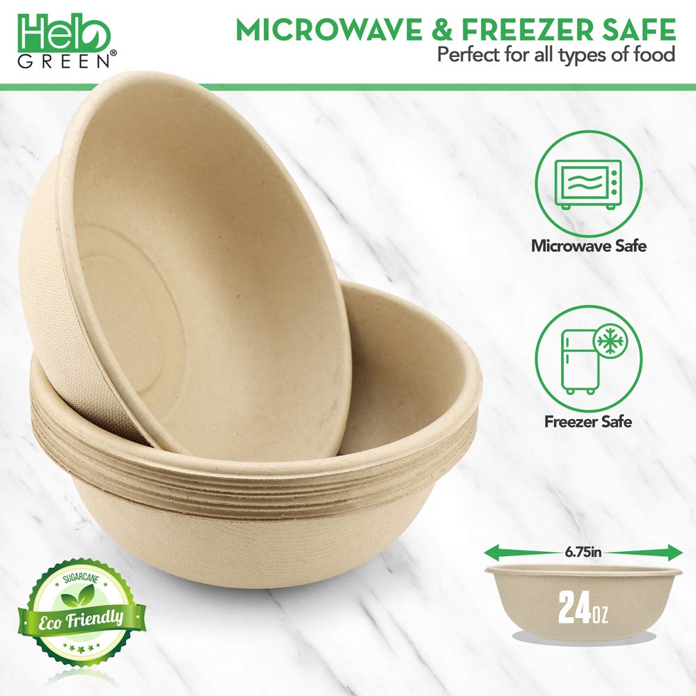 50 Bols Bagasse Biodégradables 350 Ml : Résistants Micro-ondes, Compostables, Pour Restauration Chaude/froide