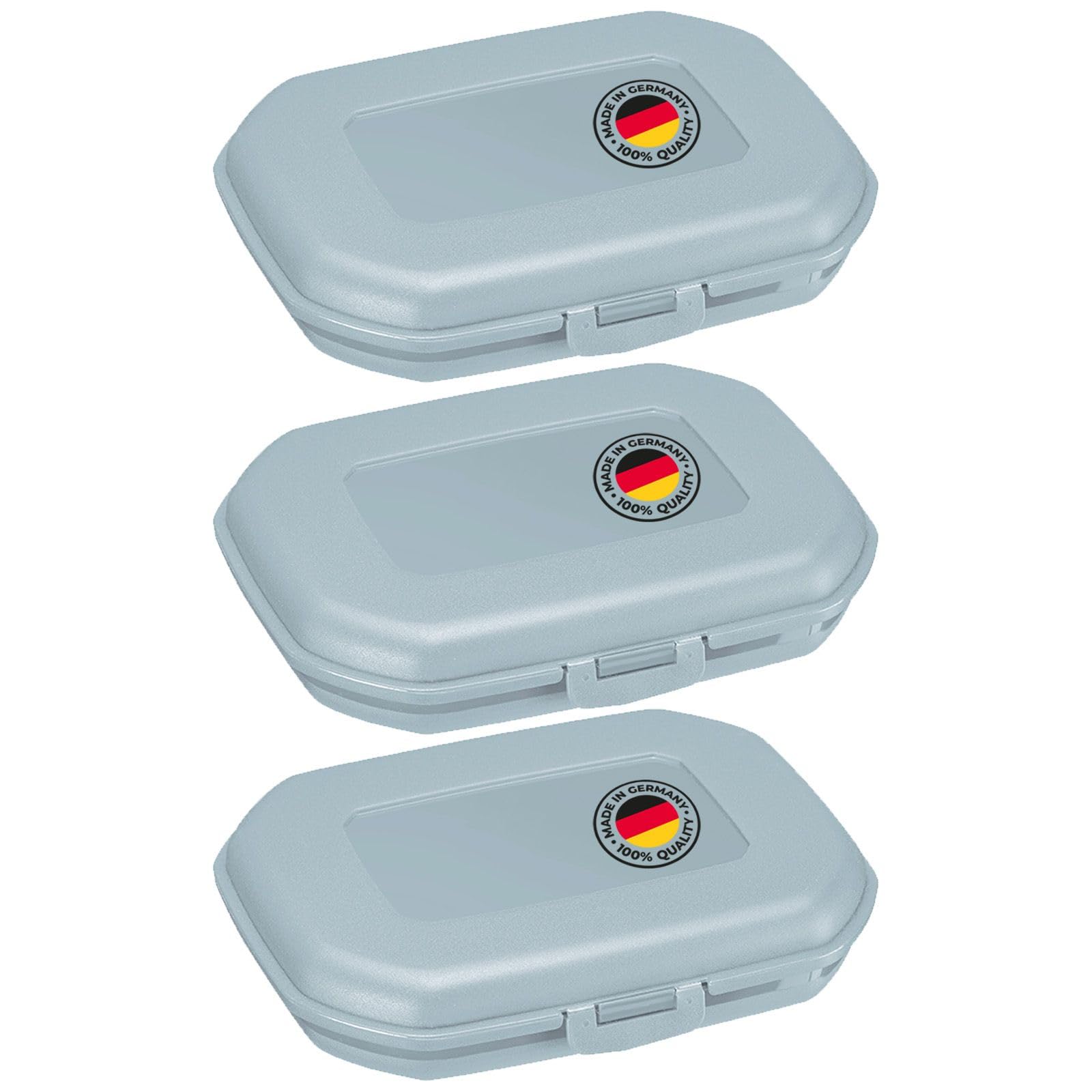 Westmark 3 Snack boxes, with click closure, height: approx. 3.7 cm, plastic, mini, blue, 235122EB