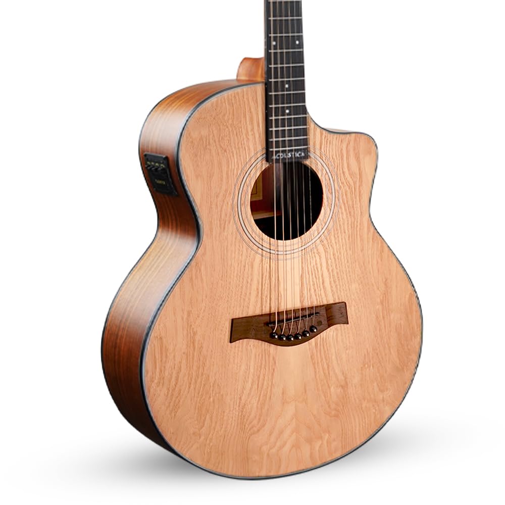 Kadence A06EQ-N Acoustica 40" Electro Acoustic Guitar | Grand Auditorium Cutaway | Ash Wood | Built-in Pickup + 2 Band EQ | Comes with Bag | Includes Learning Course | Natural 1