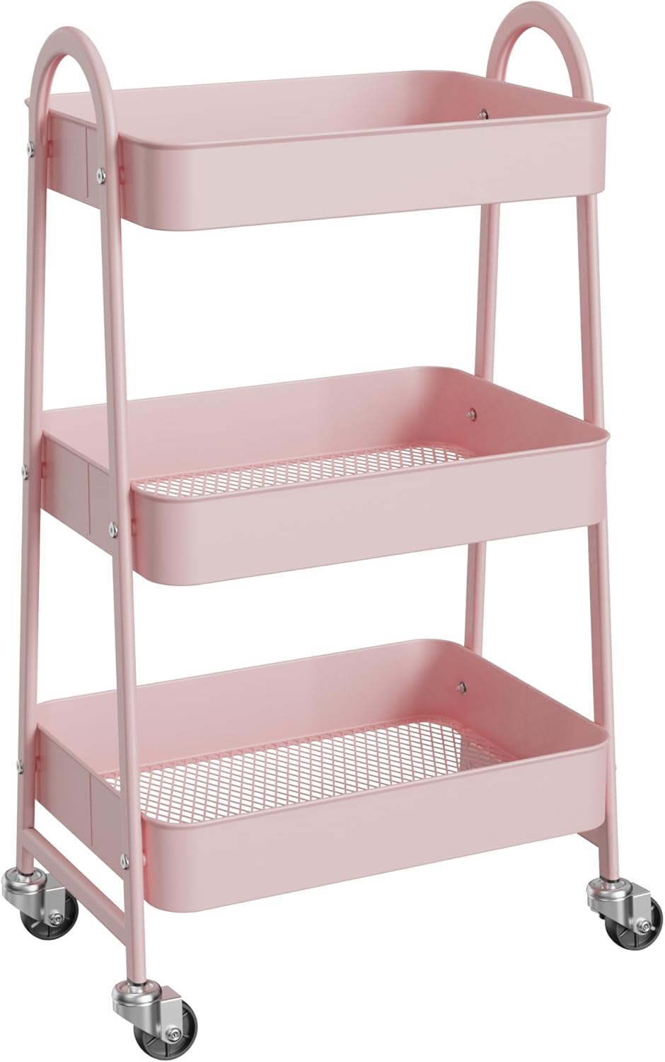 Amazon.com: Rolling Utility Cart, 3-Tier Metal Storage Trolley with ...