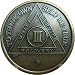 3 Year Antique Bronze AA Medallion Alcoholics Anonymous Sobriety Chip