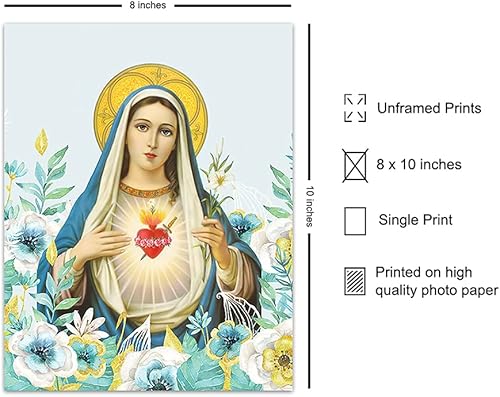 Miniatura 2 de Virgin Mary Picture - Catholic Wall Decor - Mary Mother of God - Holy Mother - Christian Gifts - Religious Wall Art - Mom of Jesus - Our Lady of