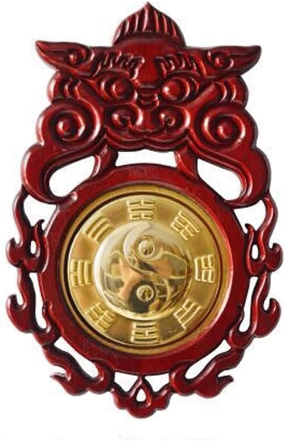 YATUOPNG Chinese Feng Shui Gossip Mirror-Vintage Convex Concave Bagua Mirror-Mahogany Small Mirror Pendant Double Dragon Shaped Home Supplies(C)