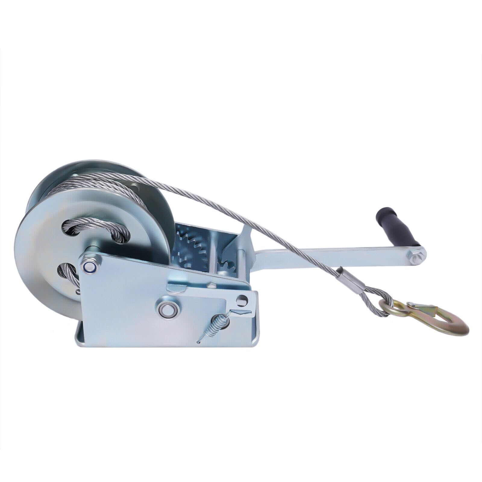 Cabrestante manual para barco, 1588 kg/3500 kg, con 10 metros de cuerda de alambre y gancho para coches, remolques, caravanas