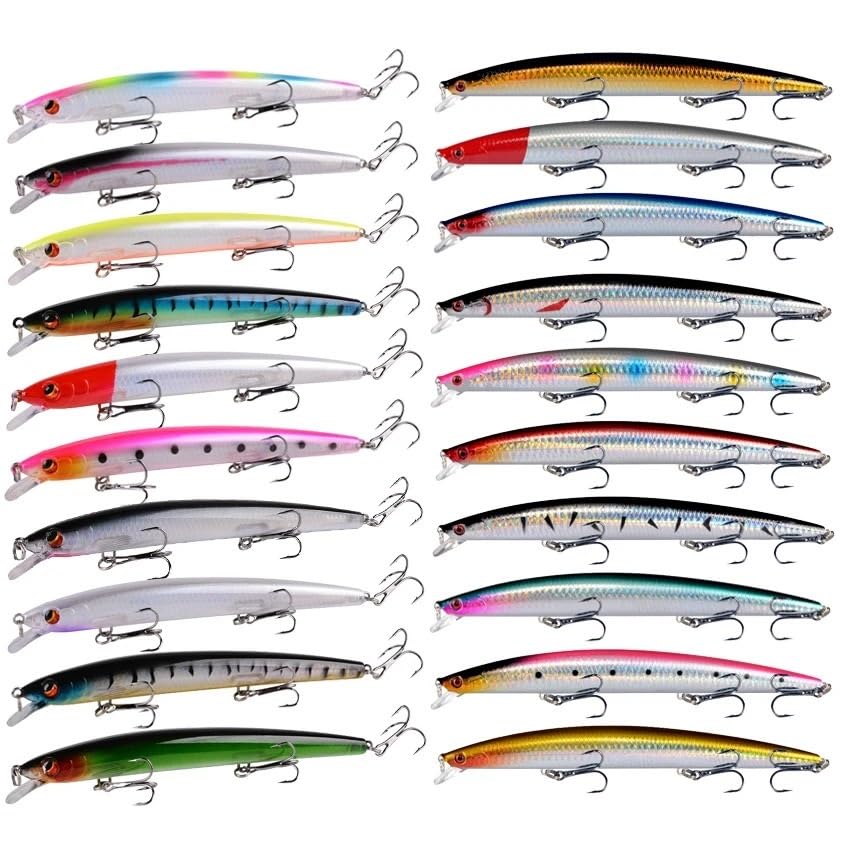 XILILHC 20 Stück Kunstköder Hard Minnow Crankbait Angelköder Set Wobbler for Hecht Trolling Angelgerät 15 g 24 g Kunstköder-Set