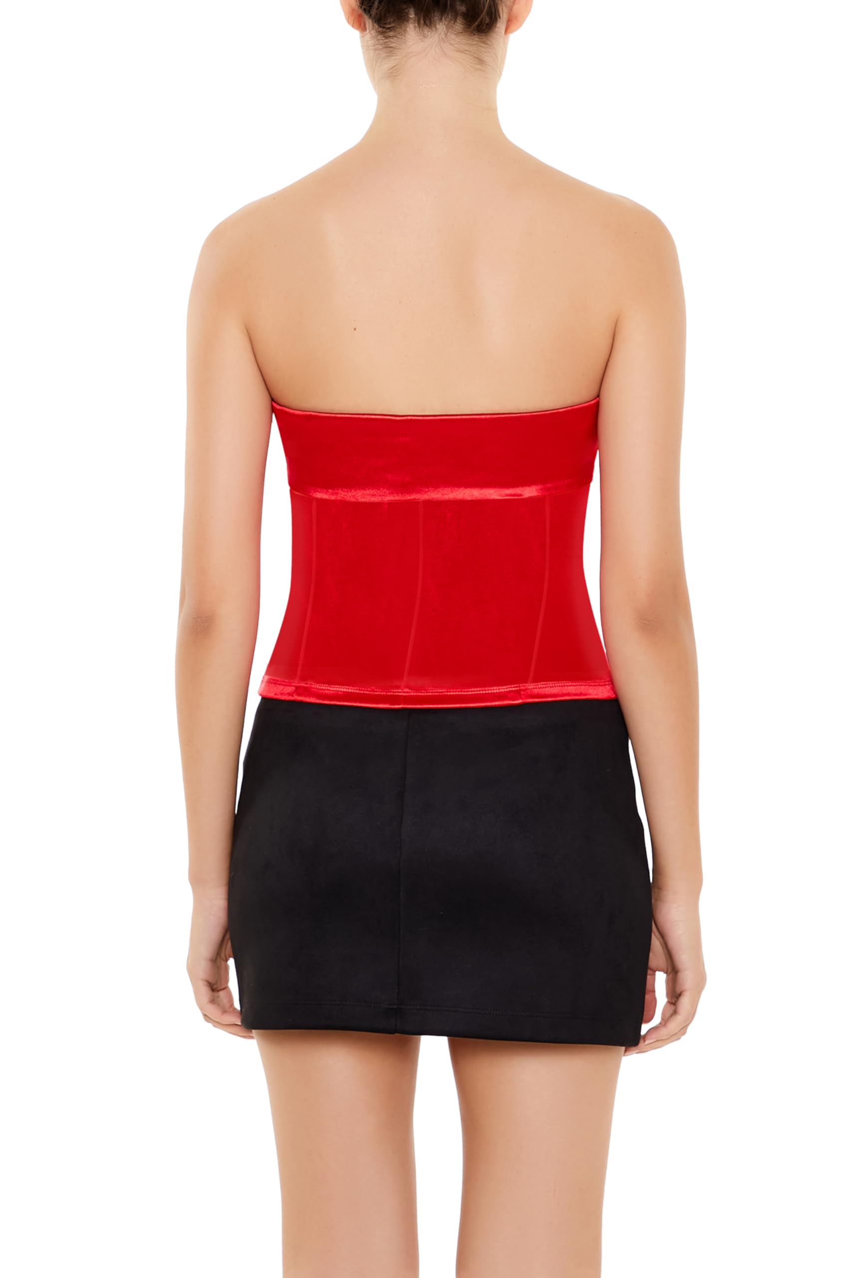 Forever 21 Haut Court en Satin pour Femme Rouge Taille S, Rouge, S