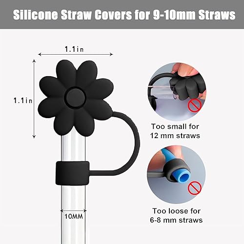 Miniatura 3 de SpexArt Cubiertas de paja de flores para copas Stanley de 30 y 40 onzas, accesorios para vasos de silicona, 4 unidades, tapas de popote de silicona,