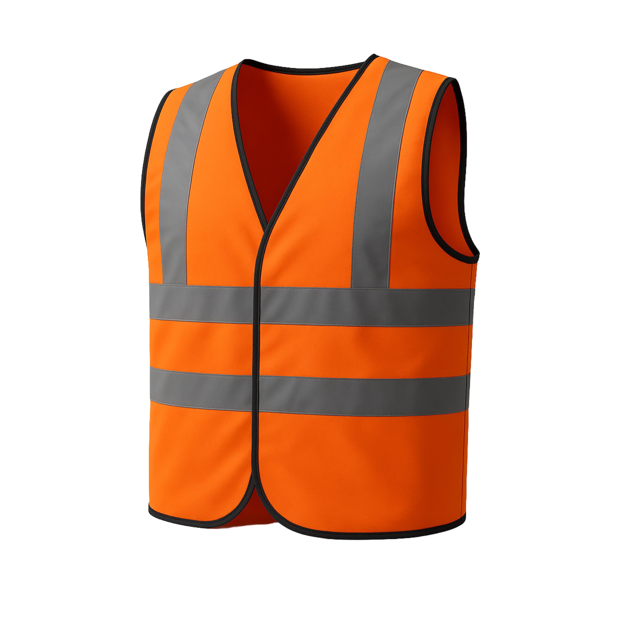 Step Ahead Hi Vis Vest Fluorescent Polyester with Black Trim, Velcro Fastening, Reflective Tape, Two Torso Bands & Shoulder Band – EN20471 Safety Waistcoat (Orange, Large)