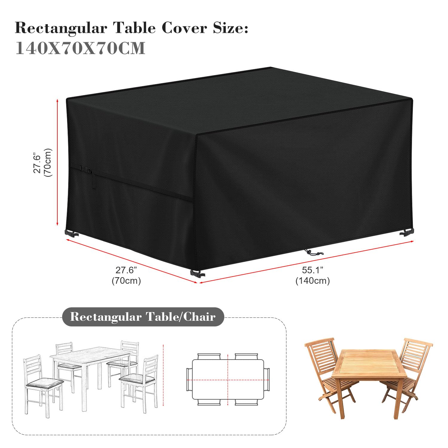 LAMUNI Coperture per Mobili da Giardino, 140x70x70cm Copertura Tavolo Esterno Telo Copertura per Giardino, Anti-UV Copridivano Esterno Impermeabile Telo Copri Divano da Giardino, Rettangolare