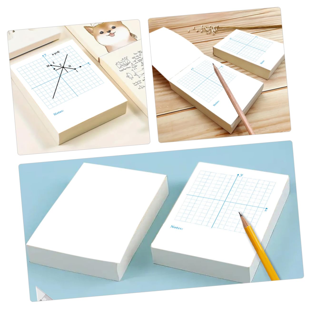 Uonlytech 4 Pezzi 4 Libro di esercizi di numeri matematica disegno alto Grafico punteggiato forniture matematiche carta millimetrata blocco di carta a griglia bianca