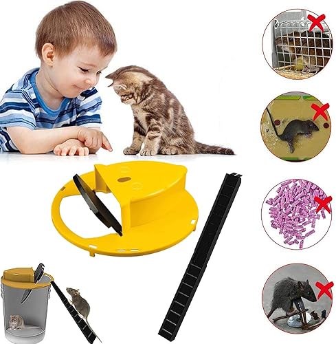 Miniatura 7 de Paquete de 2 trampas para ratones, tapa deslizante de reinicio automático, trampa para ratones, humana o letal, con tapa abatible, reinicio