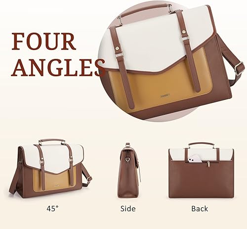 Miniatura 5 de ECOSUSI Bolsa para laptop para mujer, 15.6 pulgadas, piel sintética, maletín grande, bolsa de mensajero de trabajo profesional