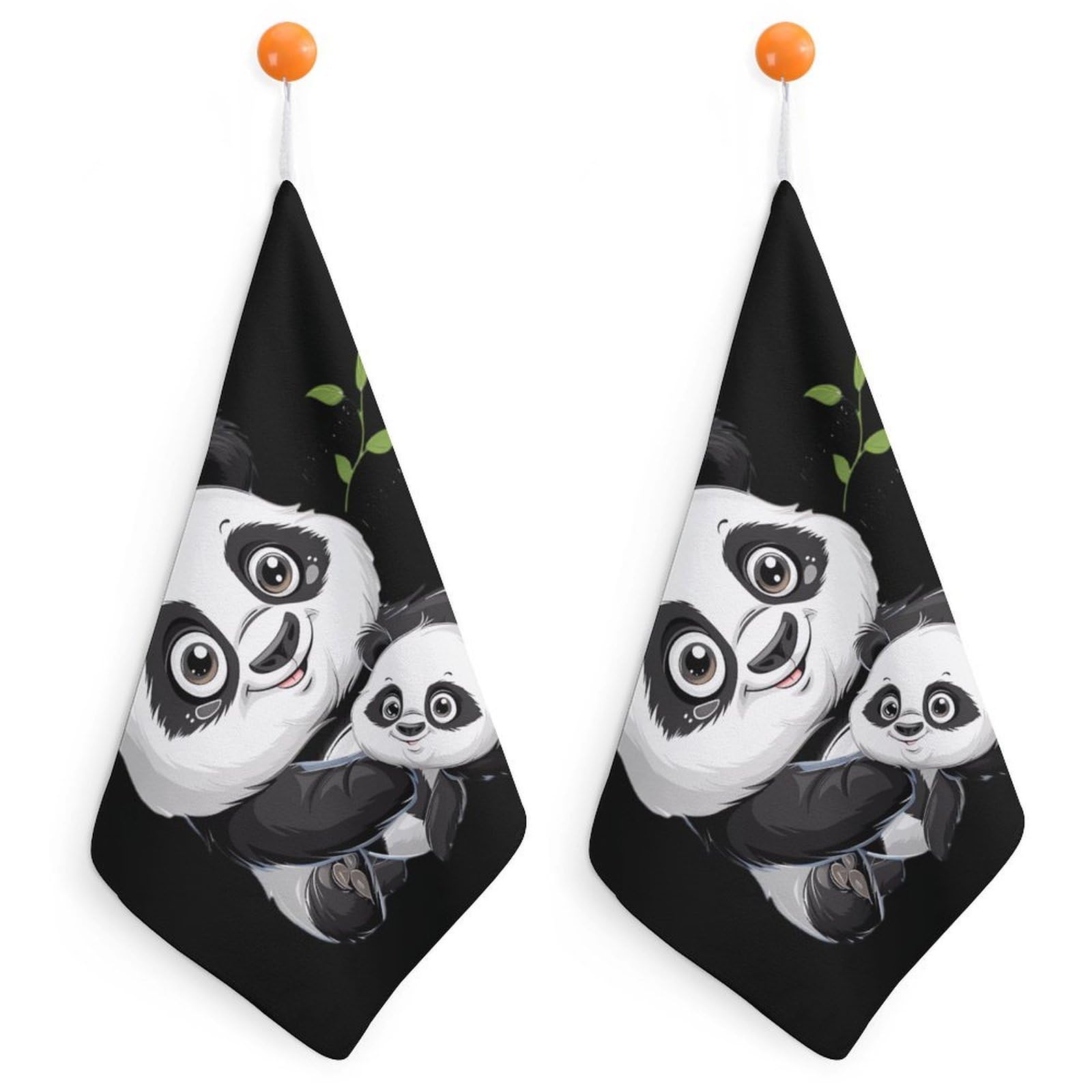 TXFBTRFSA Panda Mamas-Bears Hand Towels with Hanging Loop Kitchen Towel Handkerchiefs Cleaning Cloths