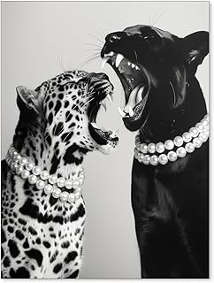 VERENIX Vintage Animal Leopard Aesthetic Canvas Wall Art Black And White Funny Cheetah Poster Fashion Painting Prints for Living Room Dorm Bedroom Wall Decor 12x16 inch Unframed - Buy now