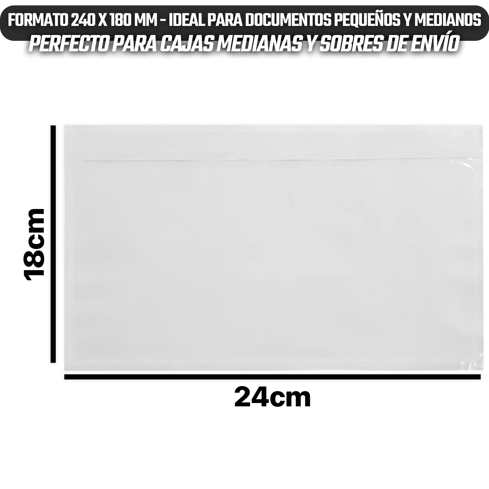 Pack 500 Packing List Transparentes - Sobres Portadocumentos Adhesivos 240x180 mm - Alta adhesión - Fácil aplicación - Material de oficina - Ideal para logística