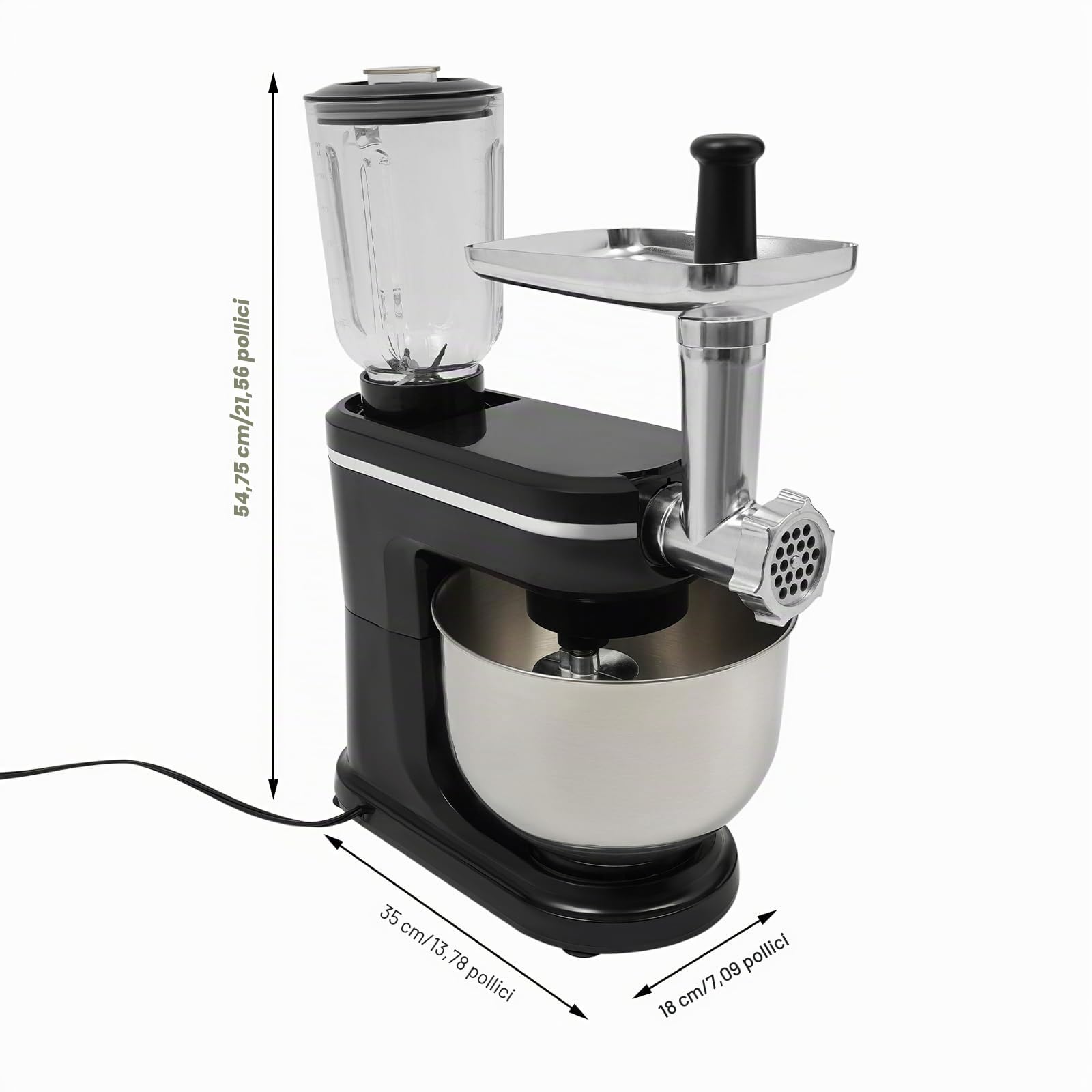 Frullatore da cucina professionale da 1500 W, con ciotola in acciaio inox, robot da cucina da 6 l + contenitore per succo di vetro da 1,5 l, 6 livelli di velocità, mixer multifunzione per impasti