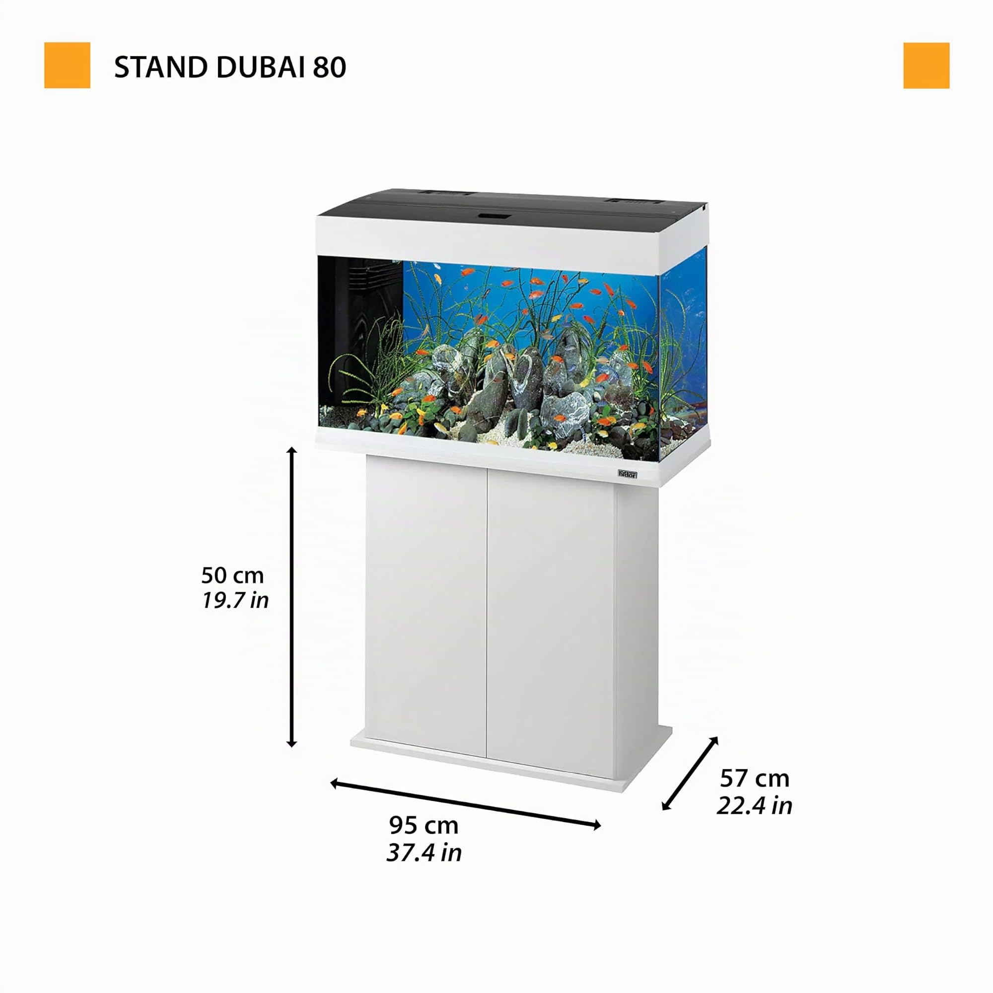 Ferplast Mobile supporto per acquario STAND DUBAI 80 con ante e ripiano, Piedini regolabili, Piano resistente all'acqua, 81 x 36 x h 73 cm, Legno Bianco