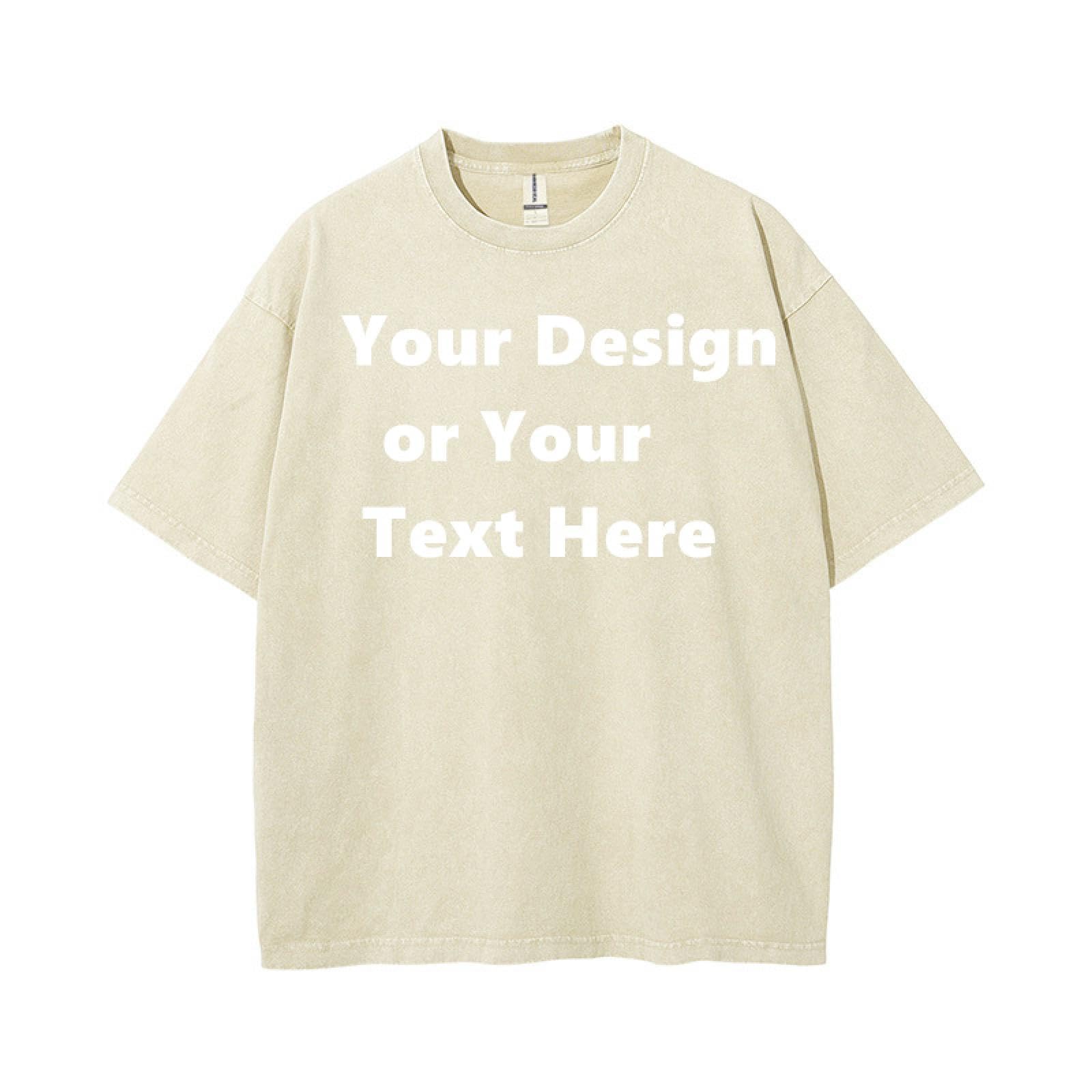 Camisetas De Manga Larga Hombre Patrón Personalizado Logot Camiseta De Algodón 250G Retro Suelta Manga Corta
