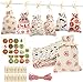 Produktbild Zhina Adventskalender zum Befüllen, Weihnachten Geschenksäckchen mit 24 Aufkleber Nummern und 24 Holzklammern für Weihnachts Countdown, Befüllbaren Adventskalender DIY Weihnachts Geschenktüte