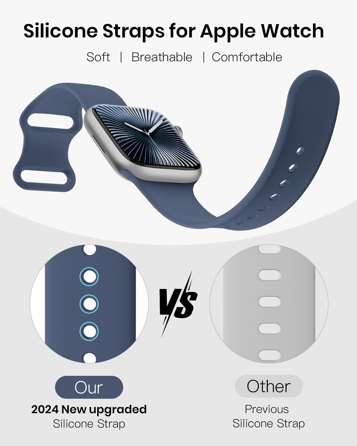 Yoohoo Cinturini Compatibile con Cinturino Apple Watch 44mm 40mm 46mm 45mm 42mm 41mm 38mm 49mm Donna Uomo, Sportivi Silicone Compatibile con Apple Watch Series 10 9 8 7 6 5 4 3 2 1 SE Ultra