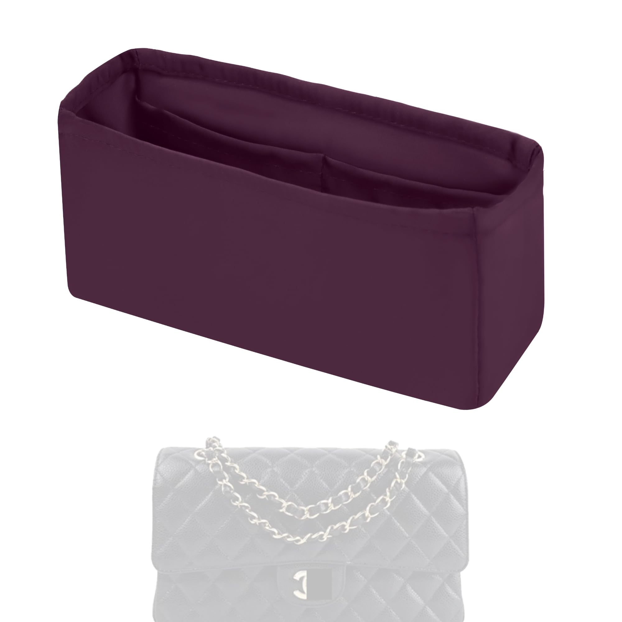 XYJG Purse Handbag Silky Organizer Insert Keep Bag Shape Fits Chanel Classic Flap CF Mini Square 17/20/Small/Medium/Jumbo/Maxi Bags, Luxury Handbag