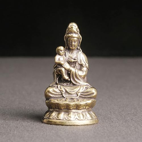 Miniatura 8 de Kuan - Escritorio de latón femenino para Quan Feng Mercy Lotus A Kwan Style Decoración a estatua Estatua Yin Kids Songzi Good Decorative Have
