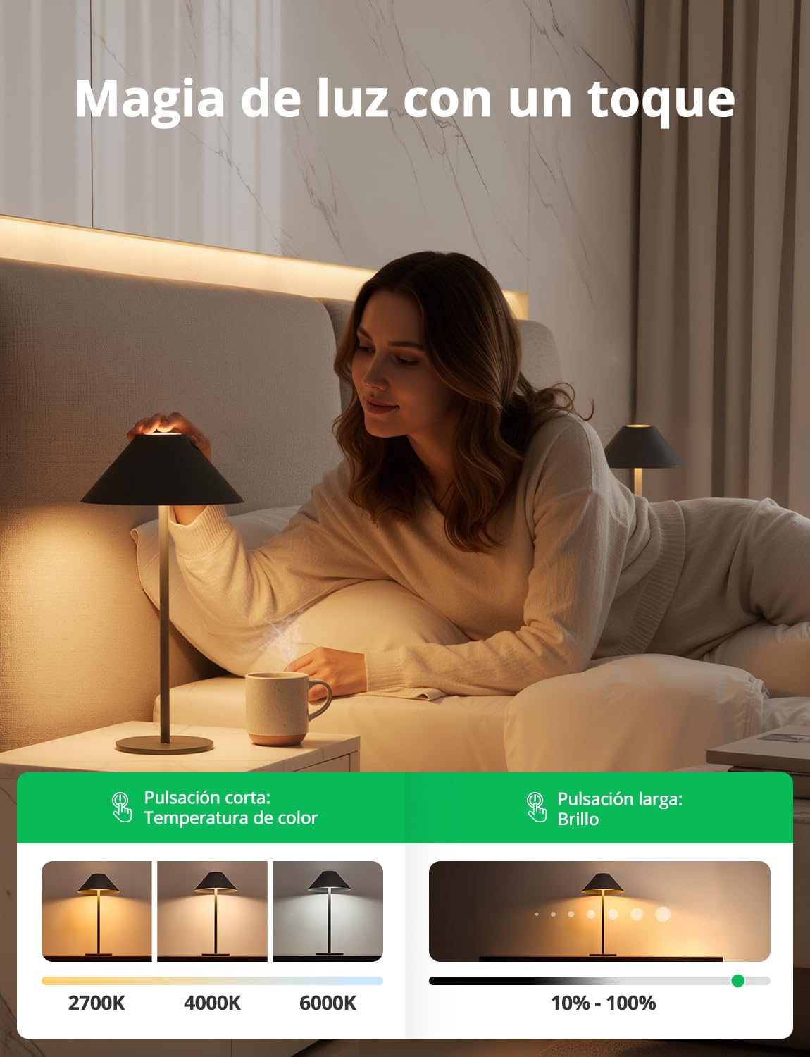 Bojim Lamparas de Mesita de Noche Mesa Sin Cable, Lámparas LED Recargable con USB Inalambrica, Lamps Luz Tactil Table de Bateria, Candeeiro para Exterior Portatil Interior, IP54, Metal, Gris