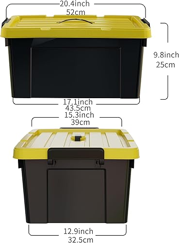 Miniatura 3 de 40 cuartos de galón x 4 contenedores de almacenamiento duraderos con tapa abatible, apilables, resistentes, contenedores de almacenamiento de