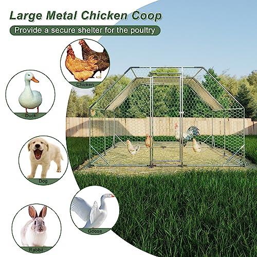 Image of CHIKENCOOP 13x9.8x6.5 ft Metal Chicken Coop, 2-Room Chicken Run with Cover