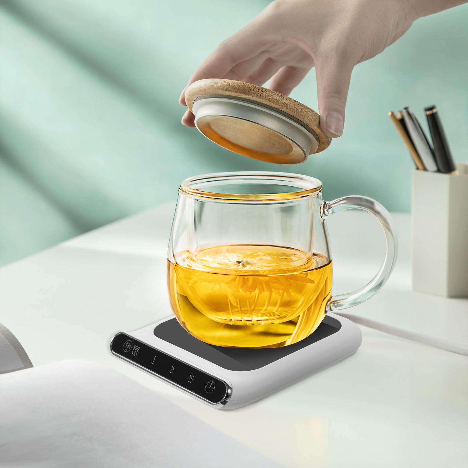 Didiseaon Calentador de Tazas Eléctrico 3 Niveles de Temperatura, Posavasos USB Reutilizable para Café, Té y Leche, Ahorro Energético, Adecuado para Oficina y Uso Doméstico