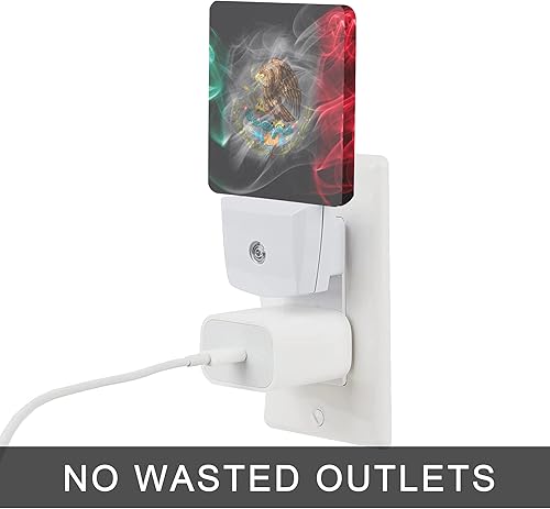 Miniatura 4 de Luz nocturna con bandera ahumada de México, luces nocturnas de 0.5 W, aptas para dormir, para niños y niñas, luz nocturna con sensor de atardecer a