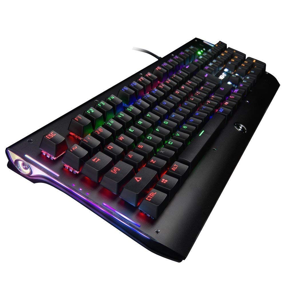 PowMax WW-22 Optical Axis Mechanical Gaming Keyboard,Gaming Keyboard Waterproof RGB LED Anti-ghosting Backlight 104 Key