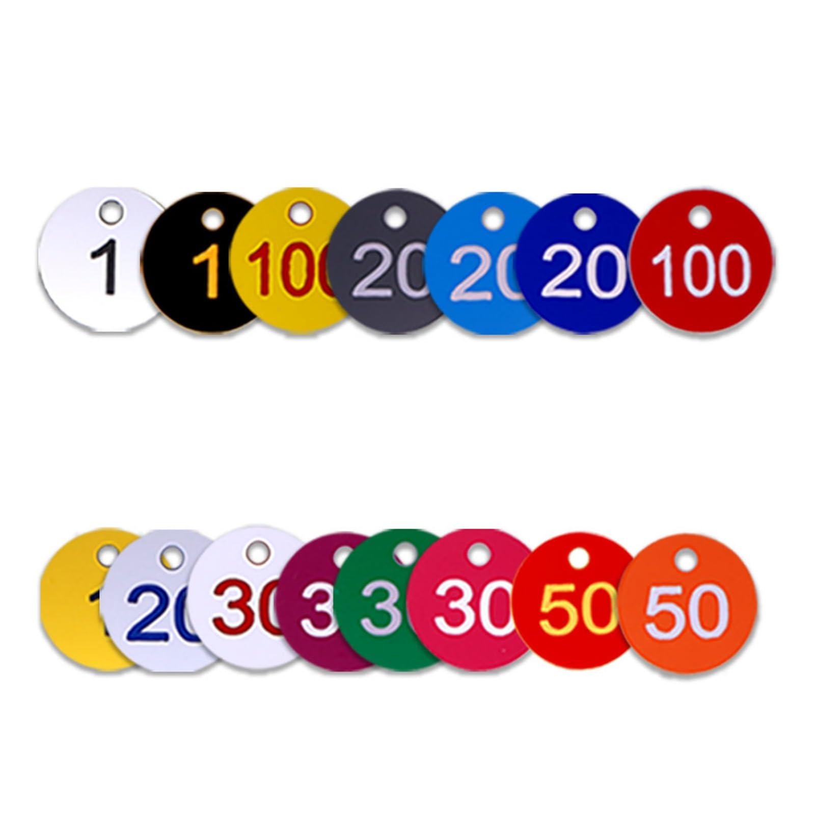 100 etichette numeriche in plastica con foro, professionali, rotonde, per piante domestiche, fattoria, apicoltura, per hotel, cassette postali, palestra, scuola, 100 pezzi
