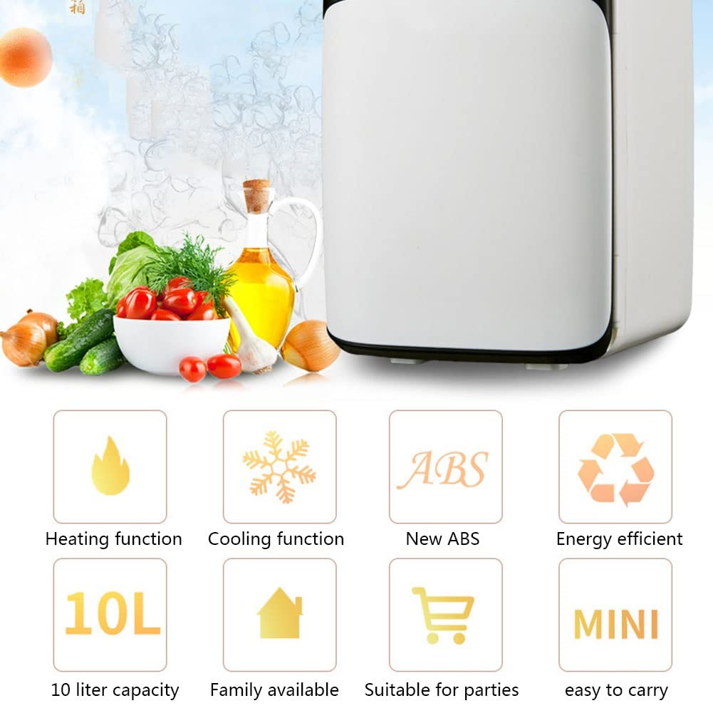10L Mini Réfrigérateur pour Chambre sous Le Comptoir Réfrigérateur Congélateur Chauffe-Aliments Refroidisseur De Boissons Réfrigérateur Portable Compact pour Petit Bureau, Maison, Voiture AC + DC (Co